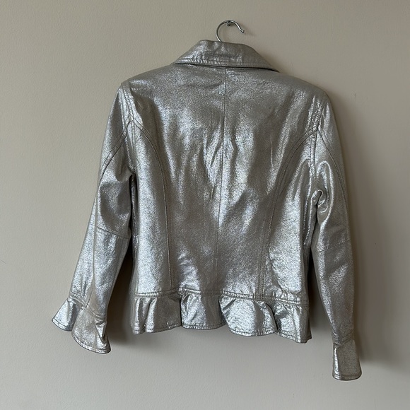 Silver leather ruffle jacket - Picture 3 of 3